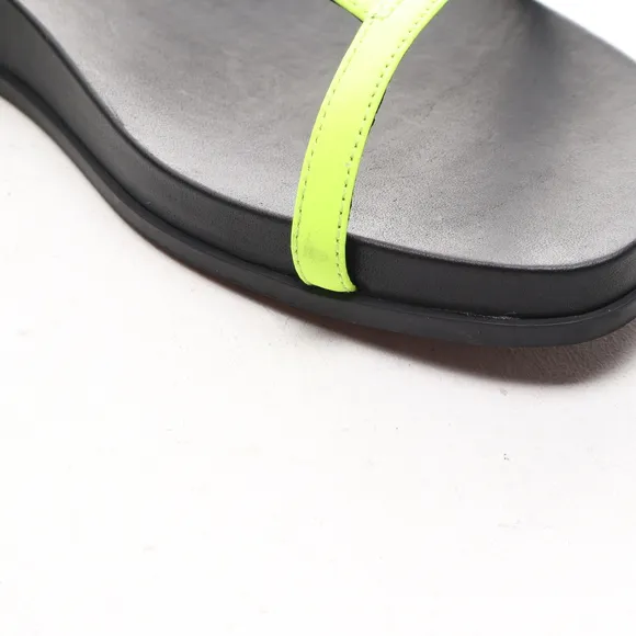 Camper Women Leather ATONIKA T-Strap Sandals EU 38 US 7.5 Neon Yellow/Black