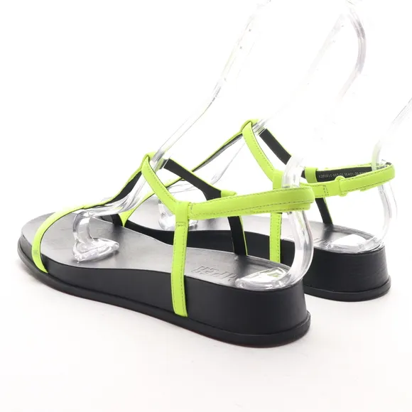 Camper Women Leather ATONIKA T-Strap Sandals EU 38 US 7.5 Neon Yellow/Black