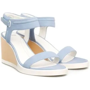 Camper Women's Leather Wood Limi Strap Wedge Sole Sandal Blue Size 39