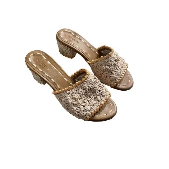 Carrie Forbes Womens Natural Abdel Raffia Mules Sandals Size 37