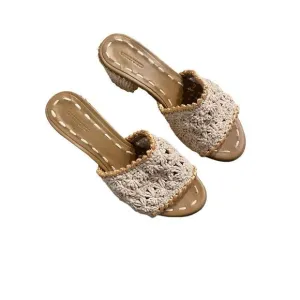 Carrie Forbes Womens Natural Abdel Raffia Mules Sandals Size 37