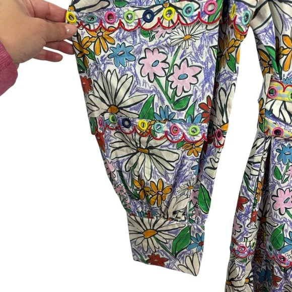 Celia B Oliver MIDI Dress Embroidered Floral Crayon Multicolor Southern Size L