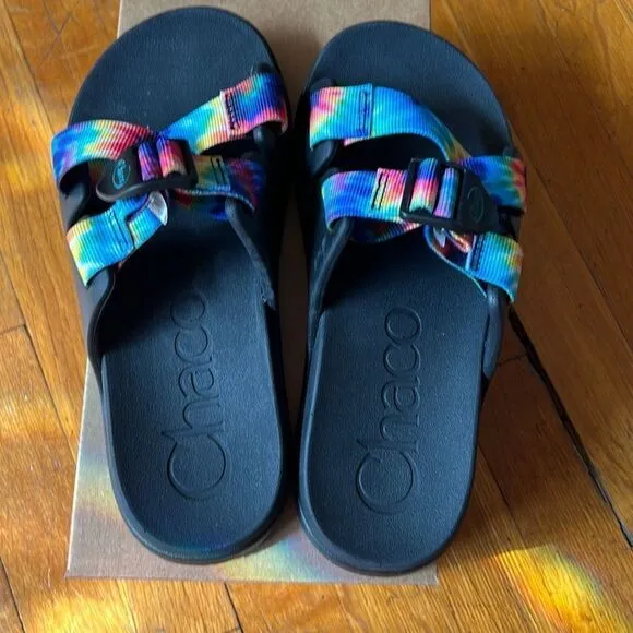 Chaco Chillos Slide Sandals Tie Dye New Youth Size 6