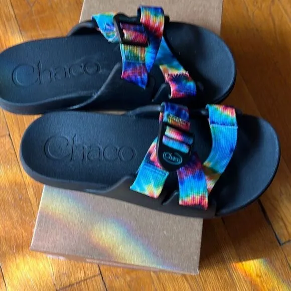 Chaco Chillos Slide Sandals Tie Dye New Youth Size 6