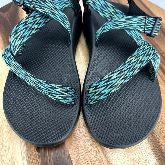 Chaco JCH108685 Men's 13 Strappy Green Black Blue Adjustable Hiking Sandals New!