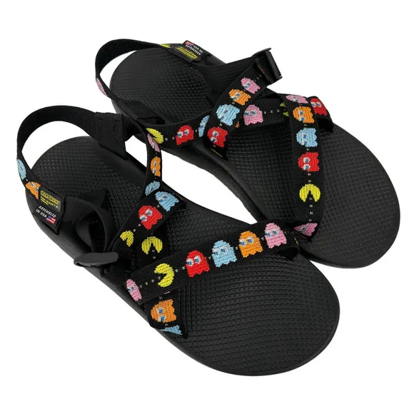 Chaco Men's Size 12 Classic Pac-Man Sandals Scaredy Ghost Black