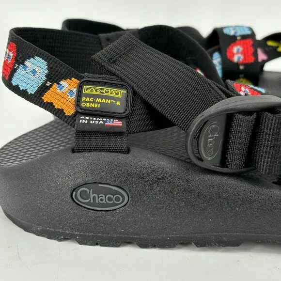 Chaco Men's Size 12 Classic Pac-Man Sandals Scaredy Ghost Black