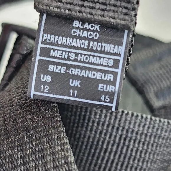 Chaco Men's Z/Cloud 2 Sandals US 12 Black Toe Loop Hiking Walking outdoors Shoes