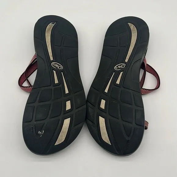 Chaco Pink White Striped Zong Z-2 Sandals Women Size 8 BLEMISH