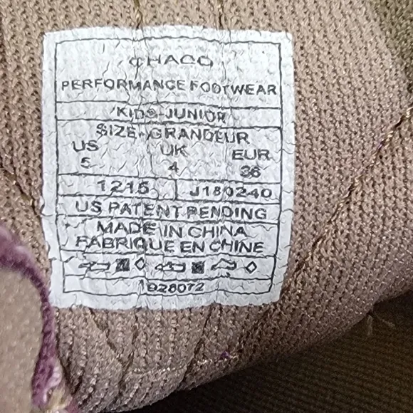Chaco Purple Slip-On Hiking Girls Sandals 5