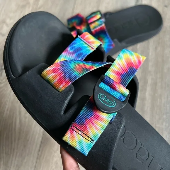 CHACO Rainbow Tie Dye Slide Sandals Size 11