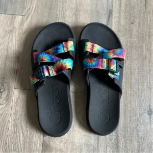 CHACO Rainbow Tie Dye Slide Sandals Size 11