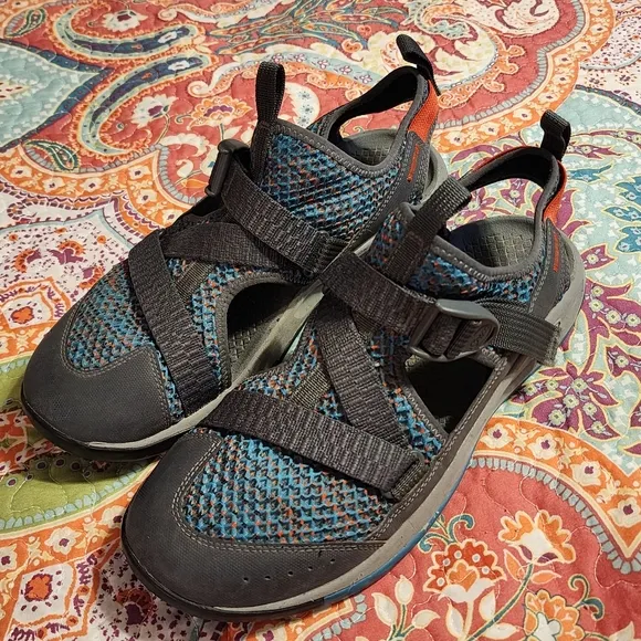 Chaco Womens Odyssey Hiking Sandal Shoes Close Toe Grey Teal Comfort