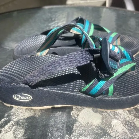 Chaco women’s sandals size 8 unique slip in without back strap, easy on and off.