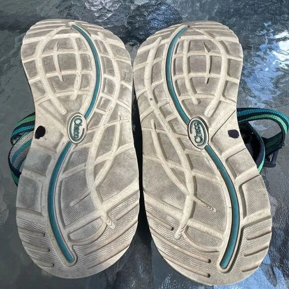 Chaco women’s sandals size 8 unique slip in without back strap, easy on and off.