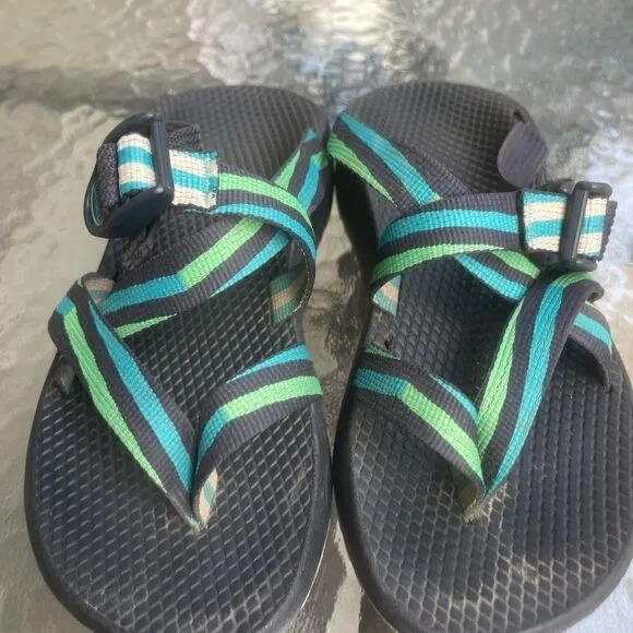 Chaco women’s sandals size 8 unique slip in without back strap, easy on and off.