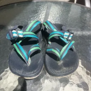 Chaco women’s sandals size 8 unique slip in without back strap, easy on and off.