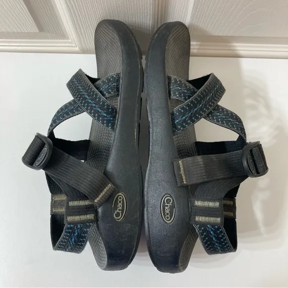 Chaco Z/1 Classic Rapid Pro Black Blue Vibram Sole Adjustable Strap Sandals 9