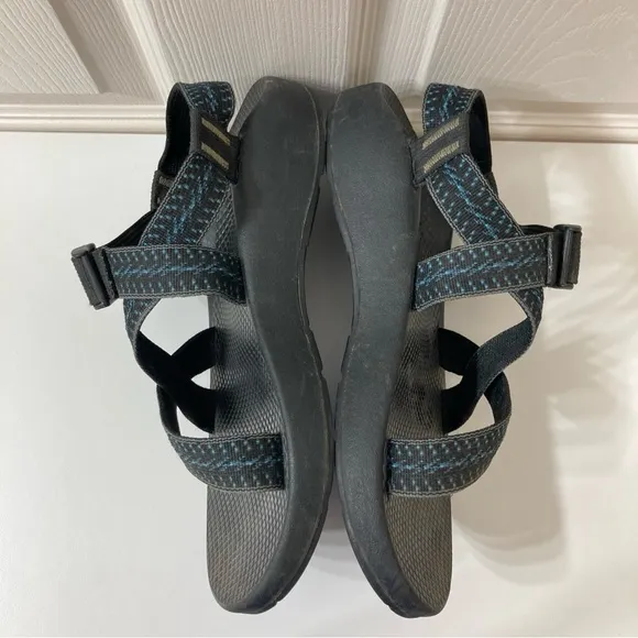 Chaco Z/1 Classic Rapid Pro Black Blue Vibram Sole Adjustable Strap Sandals 9