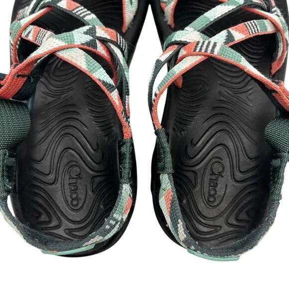 Chaco Z/Cloud X2 Eco Tread Hiking Sandals Southwest Peach/Green Women's Size 7