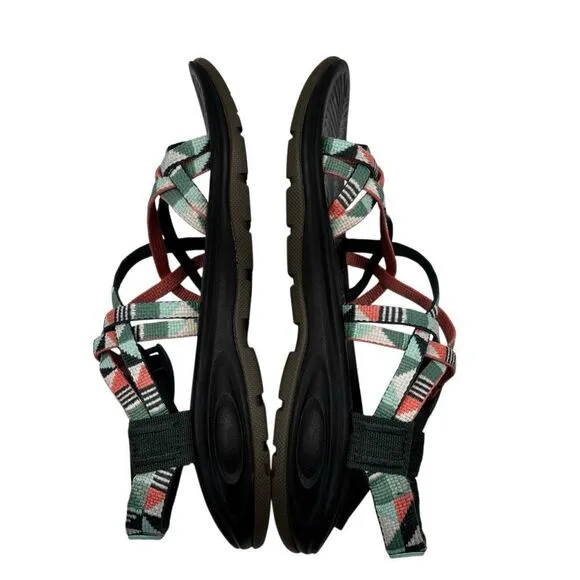 Chaco Z/Cloud X2 Eco Tread Hiking Sandals Southwest Peach/Green Women's Size 7