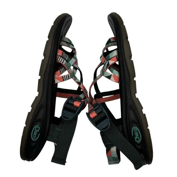 Chaco Z/Cloud X2 Eco Tread Hiking Sandals Southwest Peach/Green Women's Size 7