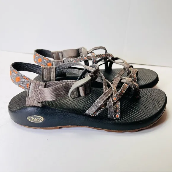 CHACO ZX/2 GRAY ORANGE TOE SPORTS SANDALS SIZE 9 EUC