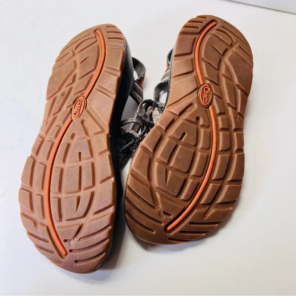 CHACO ZX/2 GRAY ORANGE TOE SPORTS SANDALS SIZE 9 EUC