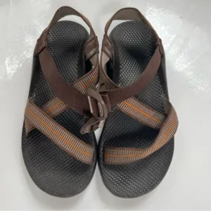 CHACOS Mens Size 9 Brown Orange Vibram Bottom Summer Hiking Water Sports Sandals