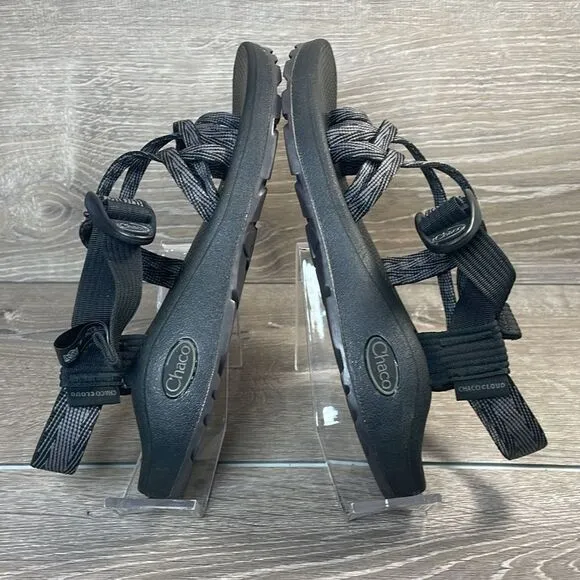 Chaco Z Cloud X2 Black Gray Women’s Sz 7 Slingback Strap Toe Loop Hiking Sandals