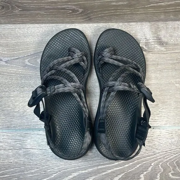Chaco Z Cloud X2 Black Gray Women’s Sz 7 Slingback Strap Toe Loop Hiking Sandals
