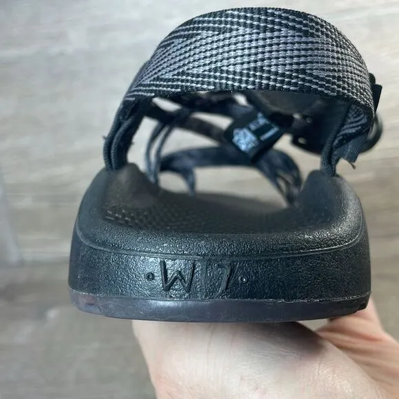 Chaco Z Cloud X2 Black Gray Women’s Sz 7 Slingback Strap Toe Loop Hiking Sandals