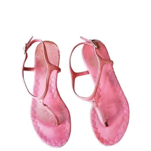 Chanel Pink Quilted Leather Thong Sandals (35)