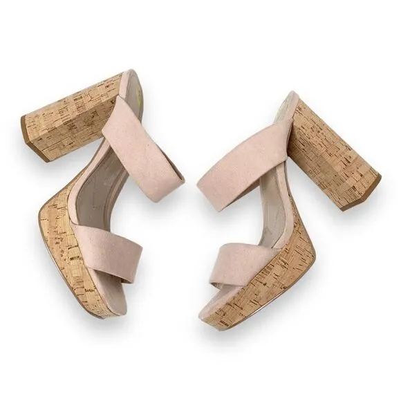 Charles By Charles David Improv Platform Cork Block Heel Sandals Women’s Size 8