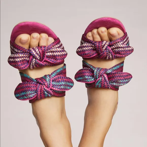 Charles David Pink Souffle Bow Sandals Heels