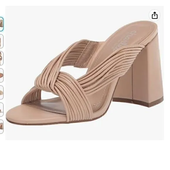 Charles David Sandals womens size 9 Razzle beige leather block heel