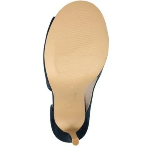 CHARLES DAVID Womens Navy Cutout Side Raile Stiletto Slip On Leather Sandals 8