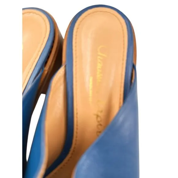 Chaussure Lapin Women Handcrafted In Seoul Blue Leather Mules 245 mm 7.5 US