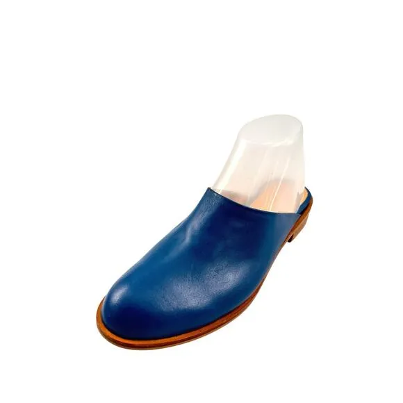 Chaussure Lapin Women Handcrafted In Seoul Blue Leather Mules 245 mm 7.5 US