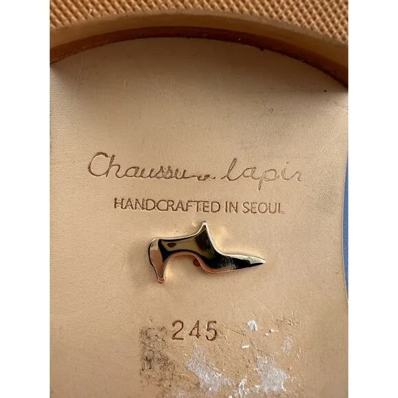 Chaussure Lapin Women Handcrafted In Seoul Blue Leather Mules 245 mm 7.5 US