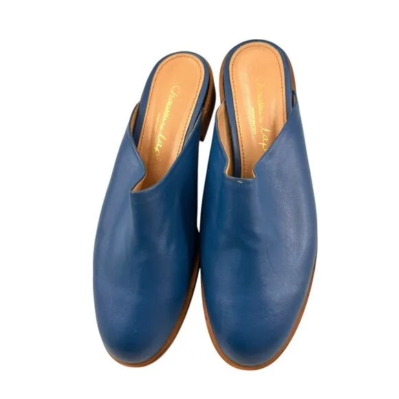 Chaussure Lapin Women Handcrafted In Seoul Blue Leather Mules 245 mm 7.5 US
