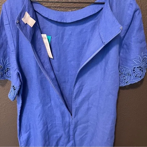 Chicos Eyelet-Sleeve Linen Dress 3/XL/16
