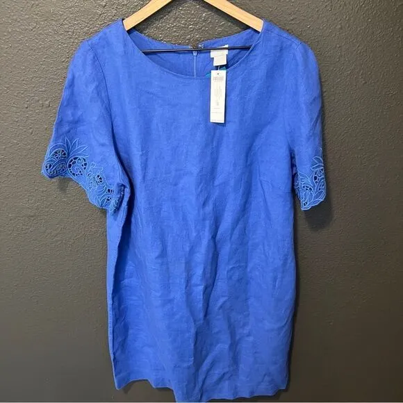 Chicos Eyelet-Sleeve Linen Dress 3/XL/16