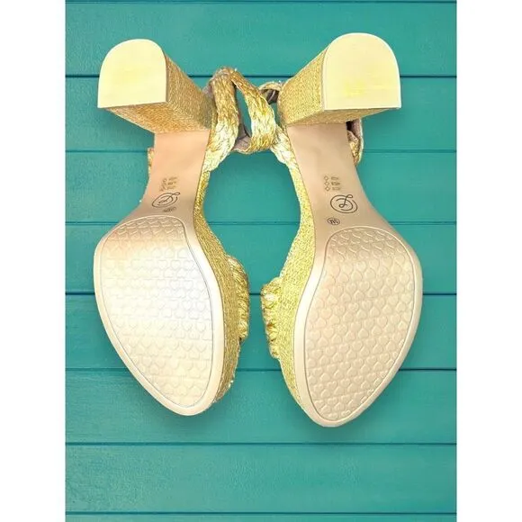 Chinese Laundry Women's Truett Heeled Sandal  Straw Platform Y2K Style Sz 9