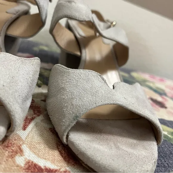 Chloe Suede open toe scalloped heeled ankle strap sandals size 38
