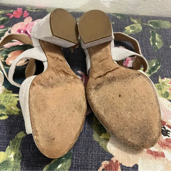 Chloe Suede open toe scalloped heeled ankle strap sandals size 38