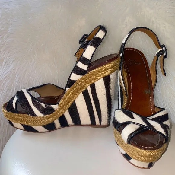 CHRISTIAN LOUBOUTIN “TIGRESSE' ZEBRA PRINTED PONYHAIR ESPADRILLE