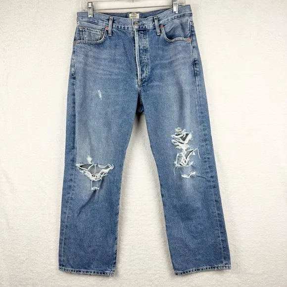 Citizens of Humanity Emery Crop Distressed Relaxed Straight In Heatwave Wash 28