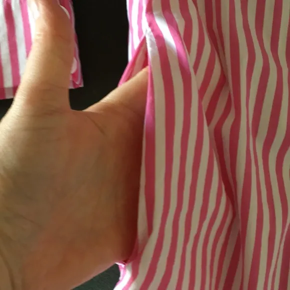 CK Bradley preppy pink stripe shirt dress L