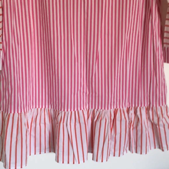 CK Bradley preppy pink stripe shirt dress L